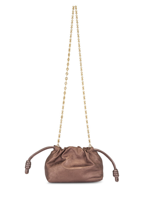 Loewe Mini Flamenco Moiré Printed Bronze Leather Clutch - view 3