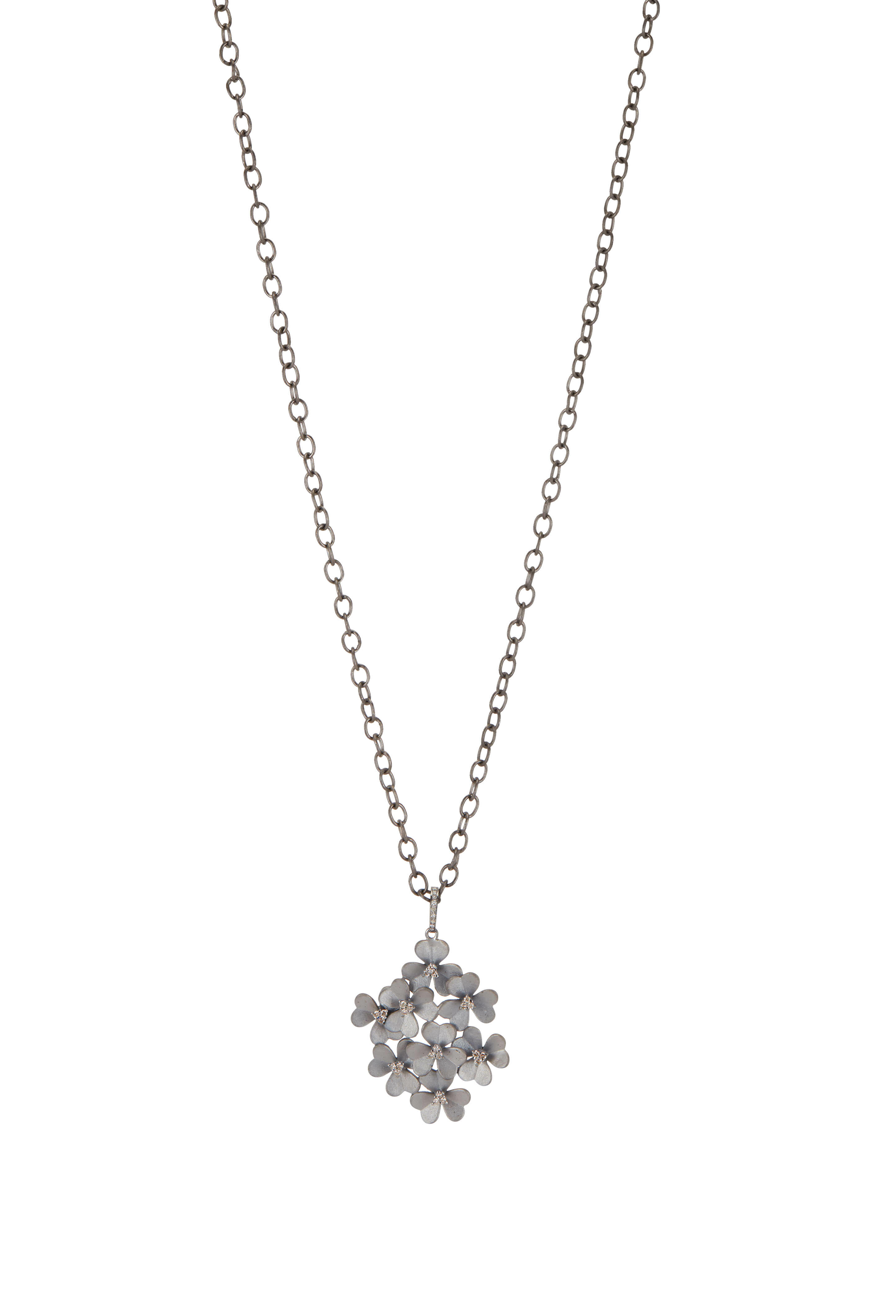 Loriann - Sterling Silver Floral Cluster Necklace