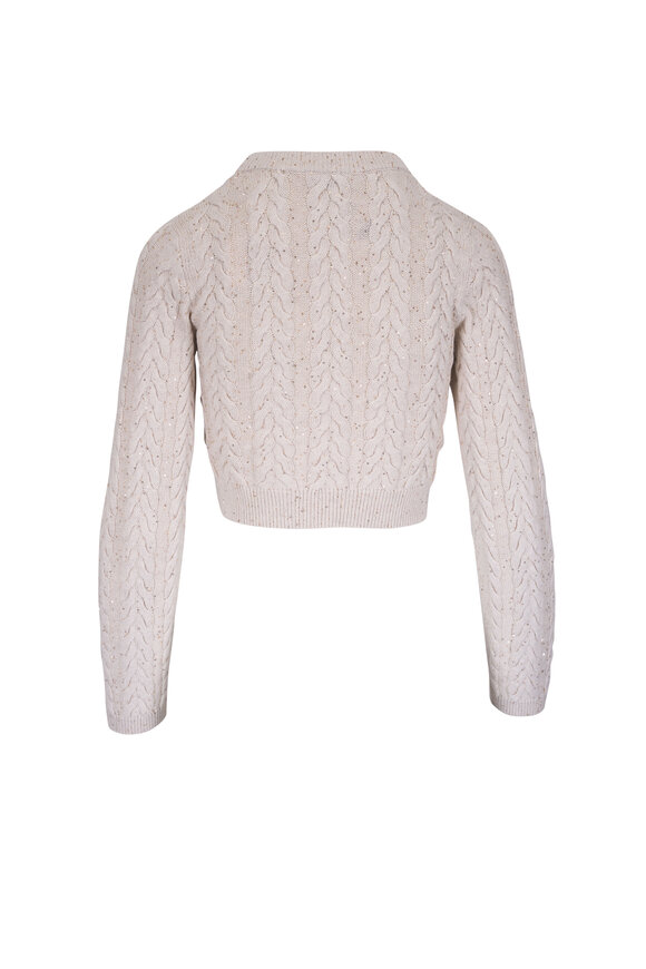 Brunello Cucinelli - Oat Double Knit Cable Fitted Crewneck