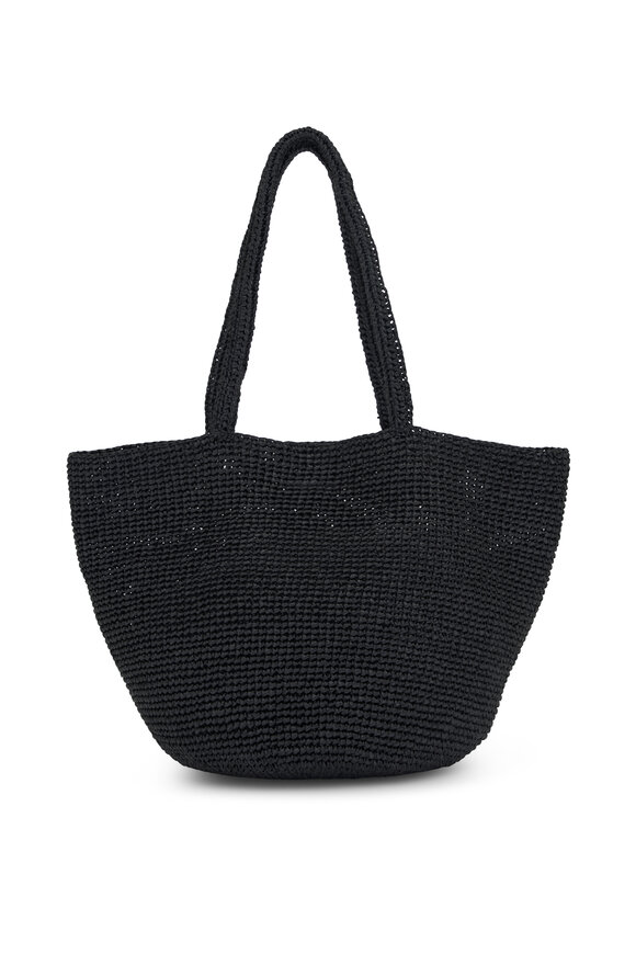 The Row - Genevieve Black Woven Raffia Tote