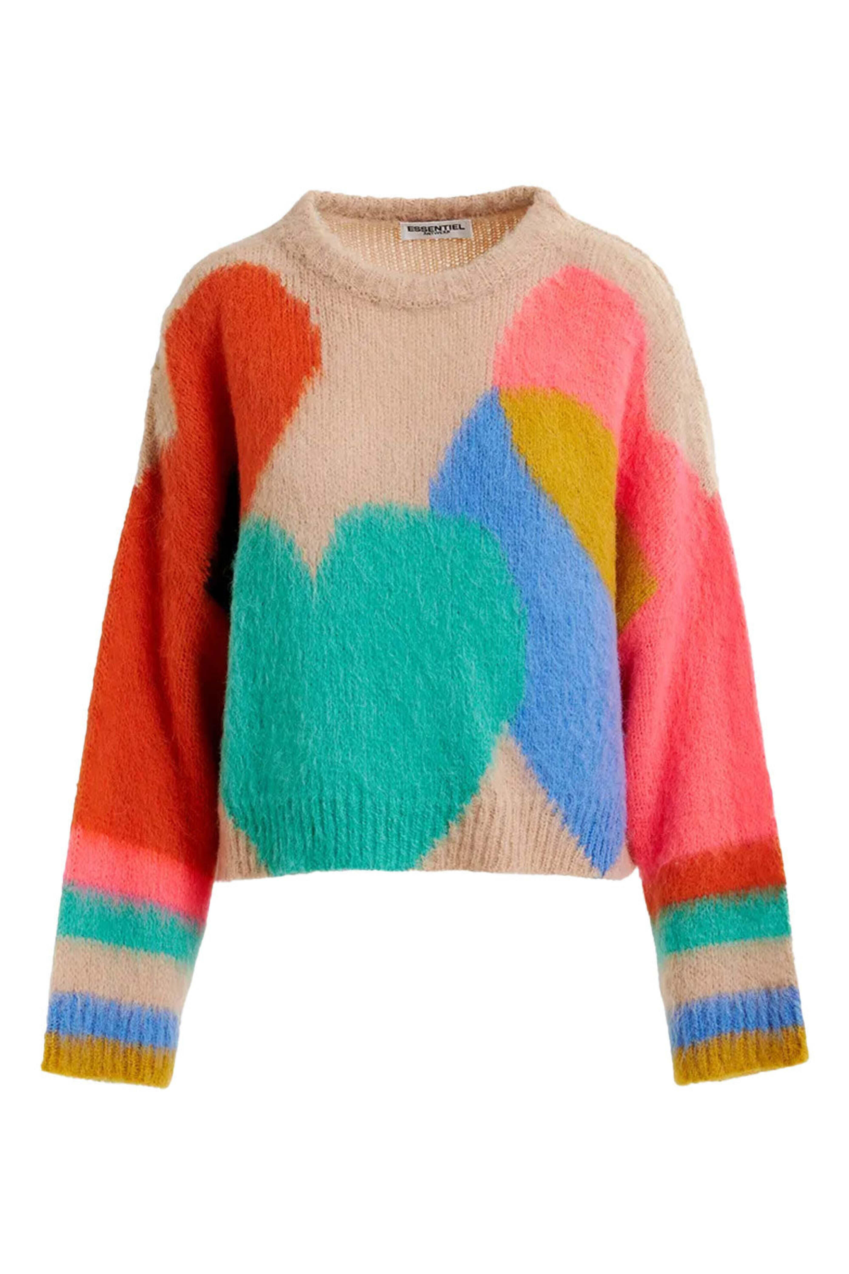 Essentiel Antwerp - Off White Multicolored Intarsia-Knitted Sweater
