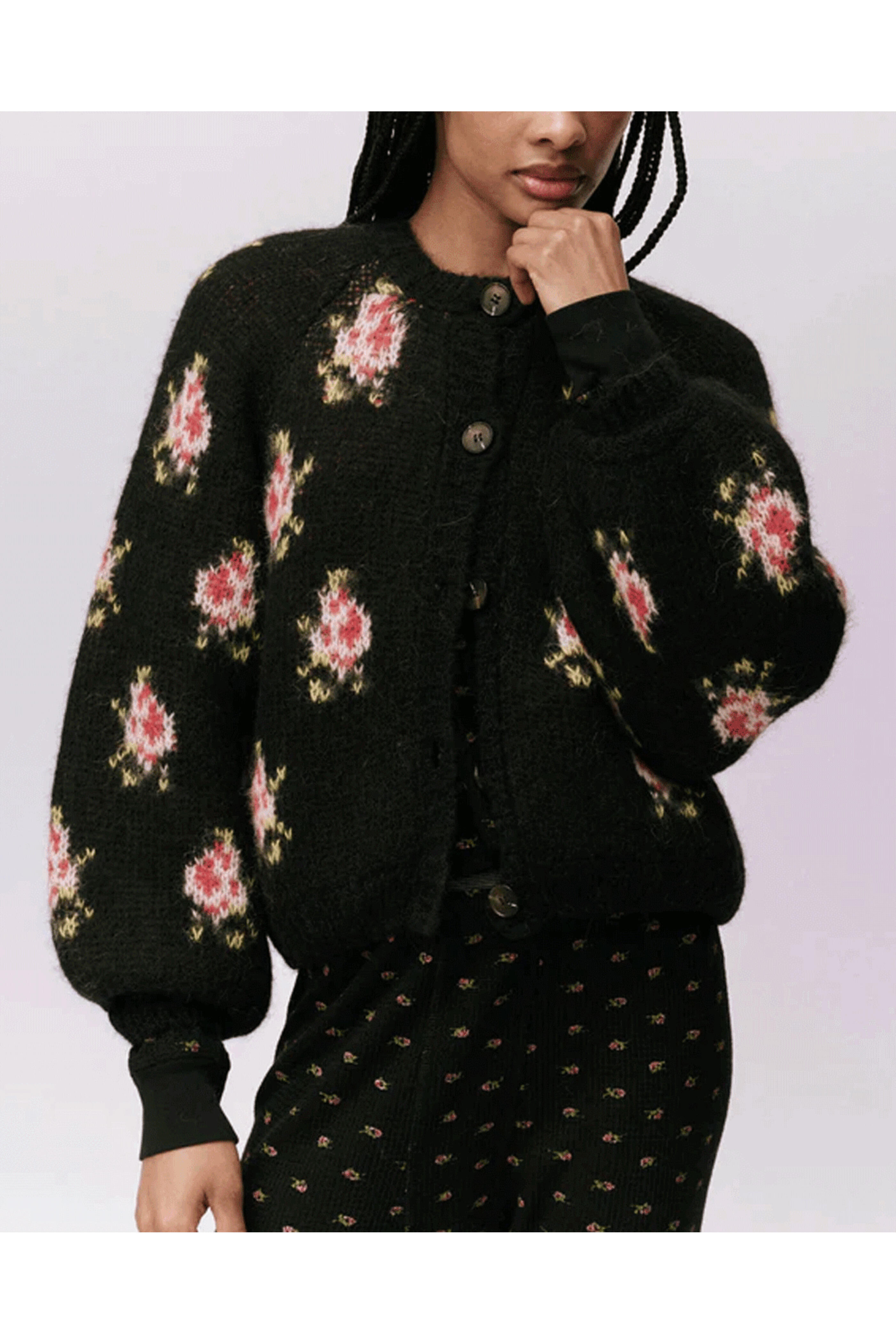 The Great - Black Heirloom Carousel Cardigan