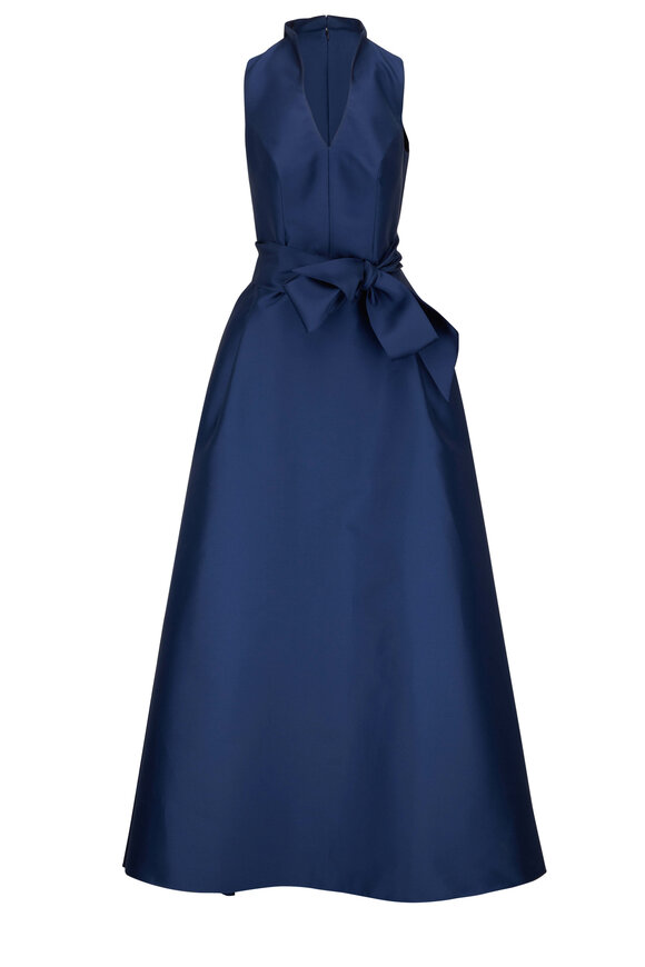 Carolina Herrera - Navy Stand Collar Gown