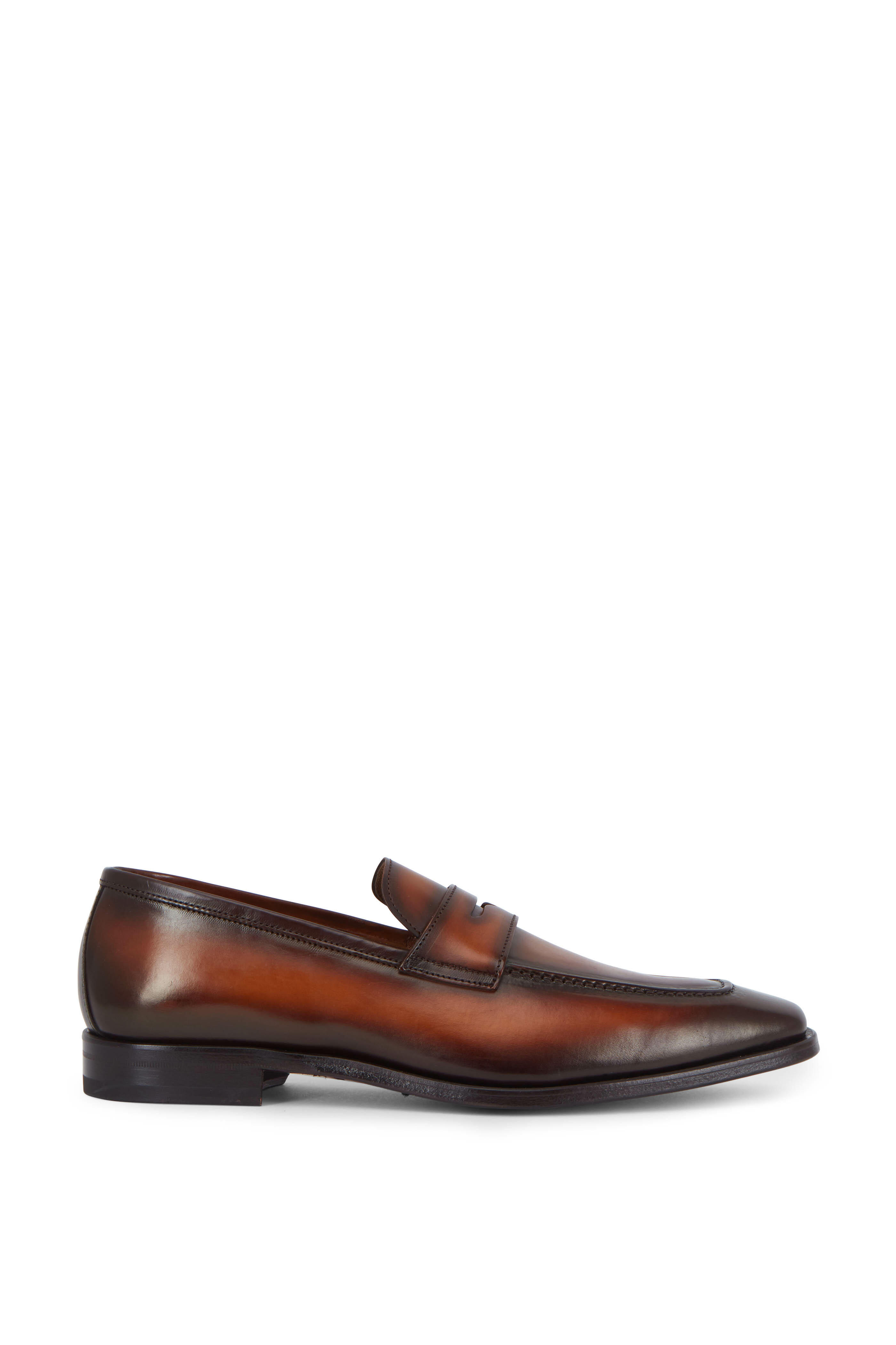 Bruno Magli Corrado Cognac Burnished Leather Penny Loafer