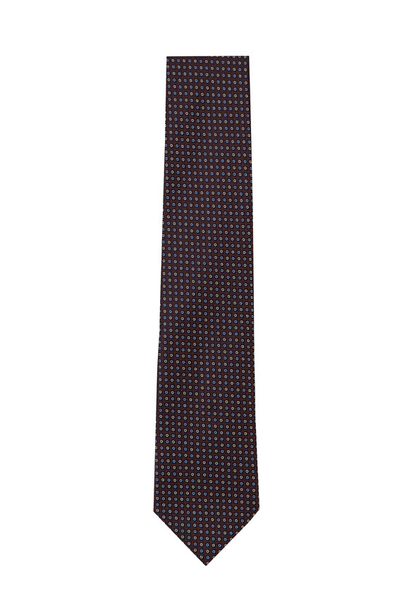 Geoff Nicholson Brown Micro Geometric Silk Necktie - view 1