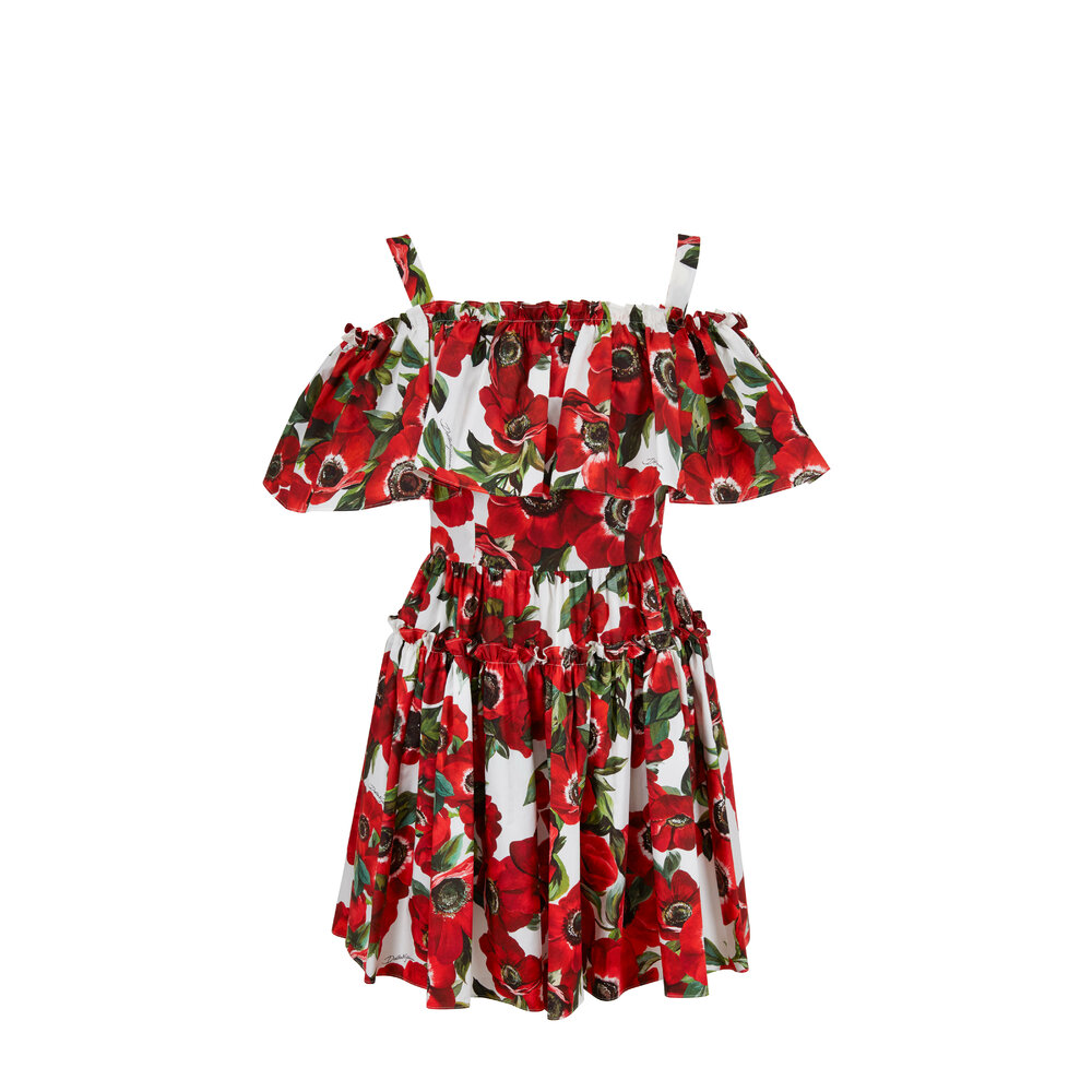 Dolce & Gabbana - Red Anemone Floral Off-The-Shoulder