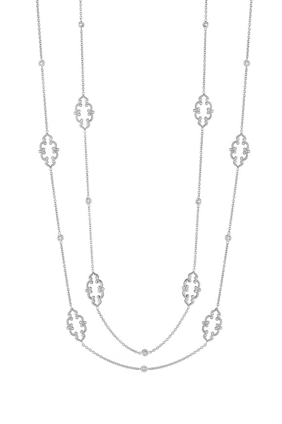 Penny Preville - White Gold Arabesque Signature Chain Necklace
