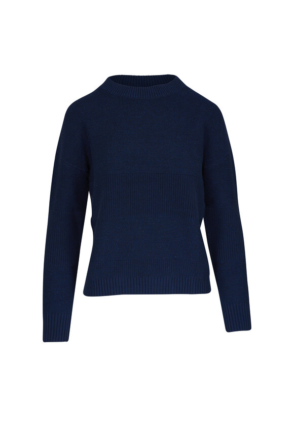 Kinross Navy Lurex Stripe Sweater