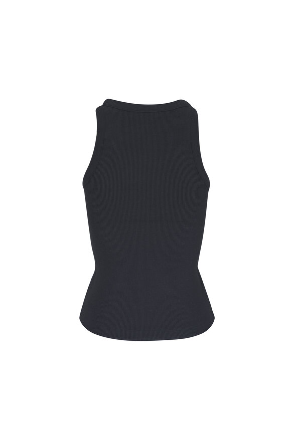 Vince Black Ribbed Scoop-Neck Tank - view 2