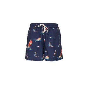 ポロロゴ付き ネイビー水着 Polo Ralph Lauren - Navy Blue Travel Print Swim Trunks