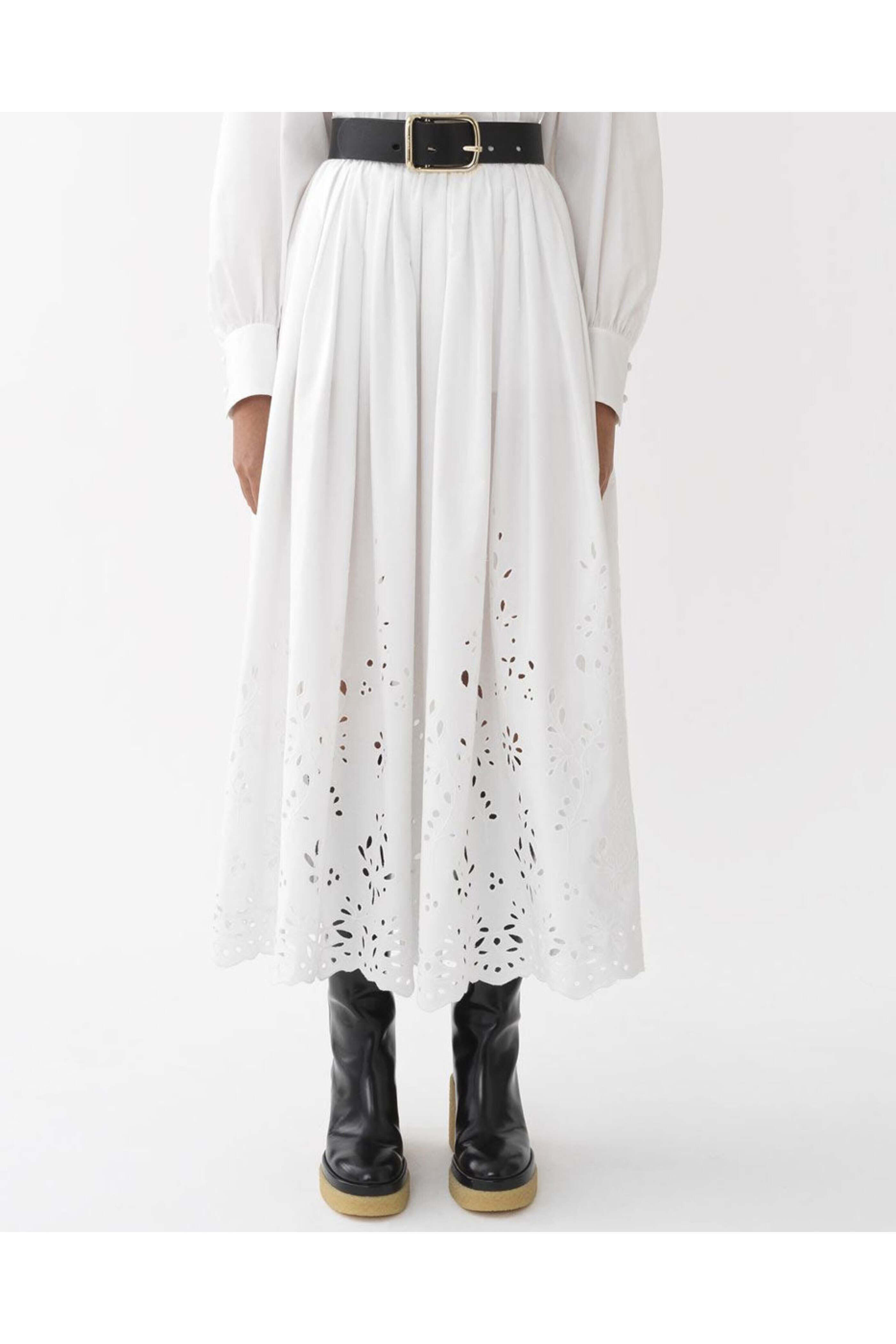 Chloé - White Eyelet Maxi Skirt