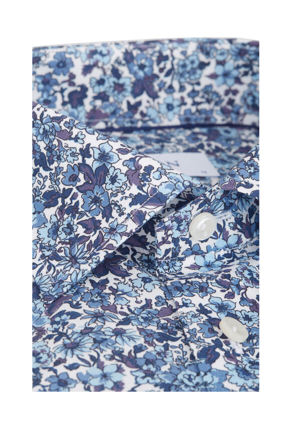 Eton - Blue Floral Contemporary Fit Sport Shirt