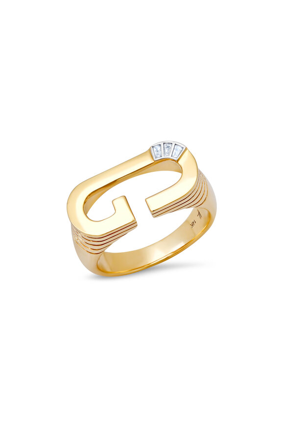 Helena Rose 14k Yellow Gold Grandsize Diamond Initial "G" Ring