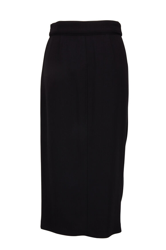 Brunello Cucinelli - Black Silk Crepe Midi Belted Wrap Skirt