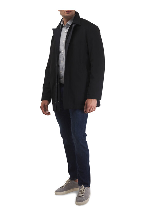 Paul & Shark Black Cashmere & Nylon Reversible Car Coat - view 2