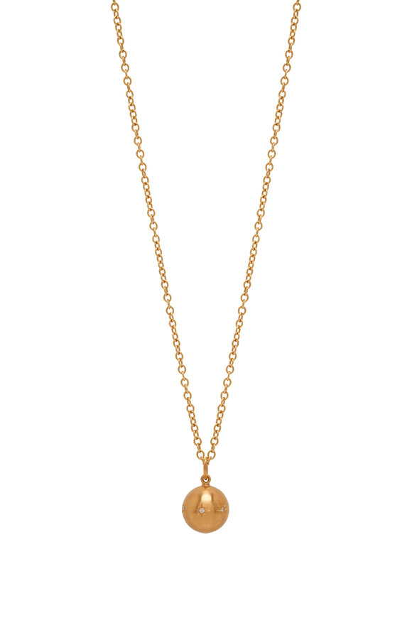 Caroline Ellen - Yellow Gold Star Set Diamond Ball Pendant Necklace