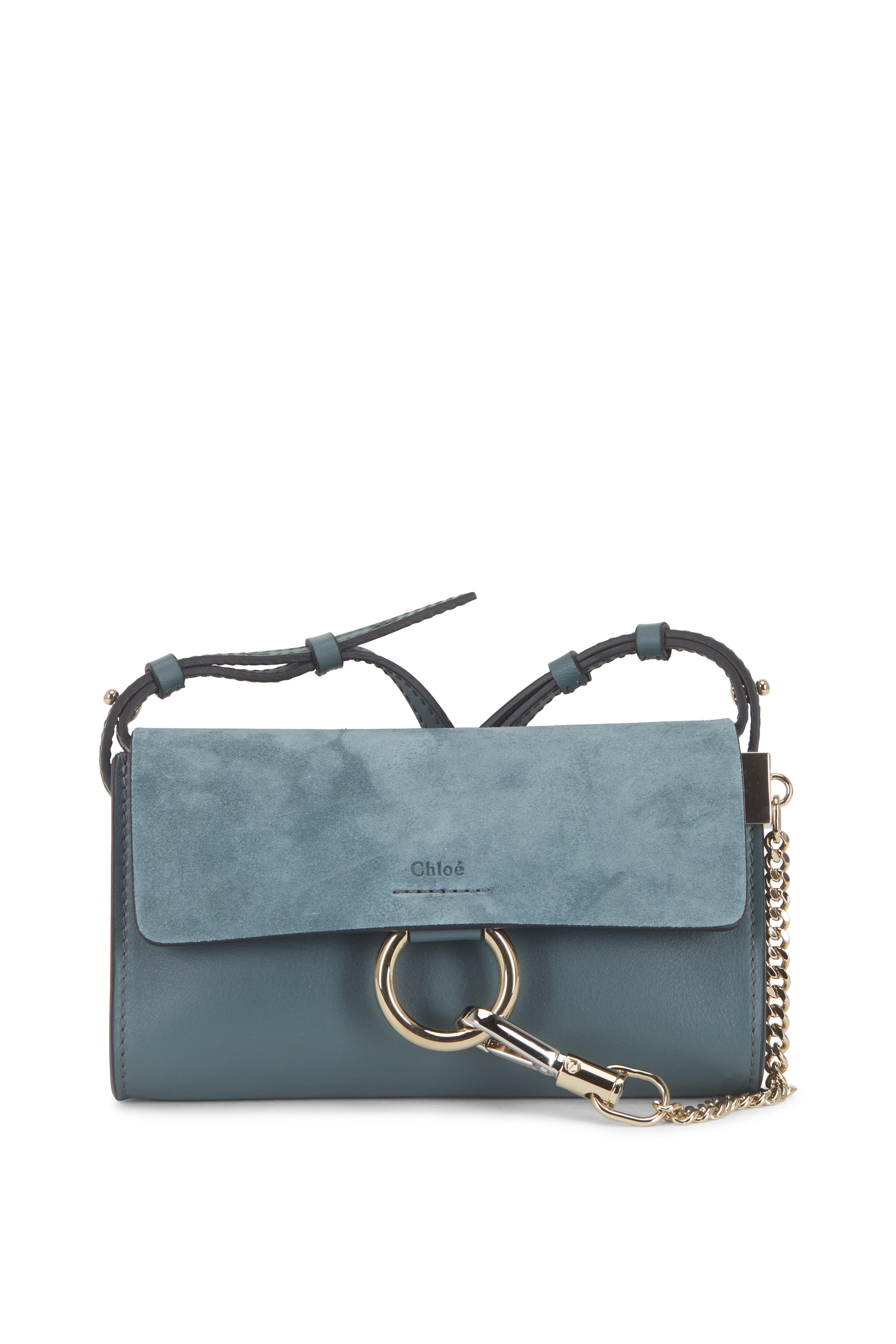 Chloe Blue Leather Small Faye Shoulder Bag