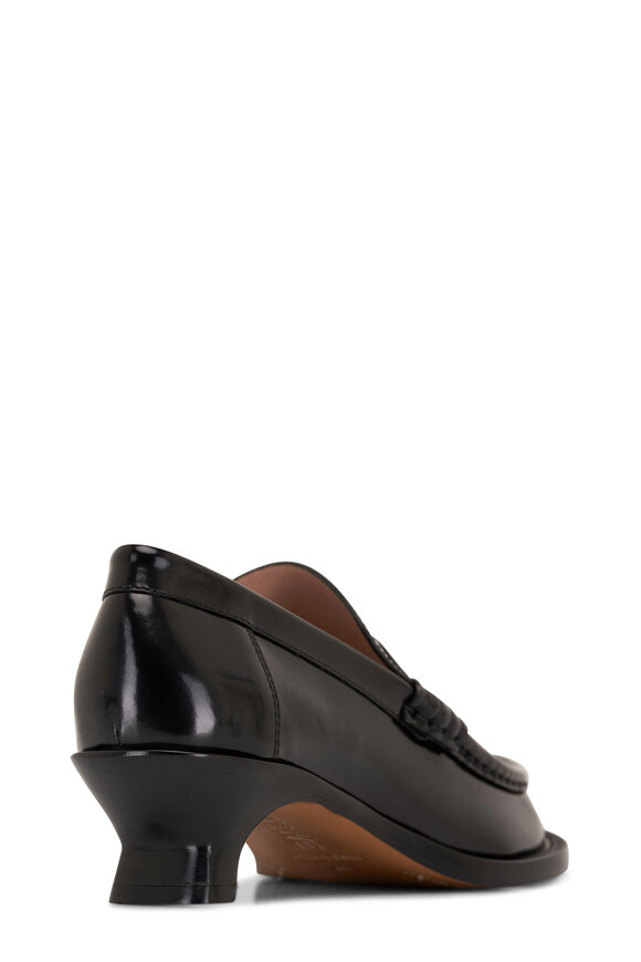 Loewe - Campo Black Leather Kitten Heel Loafer, 40mm