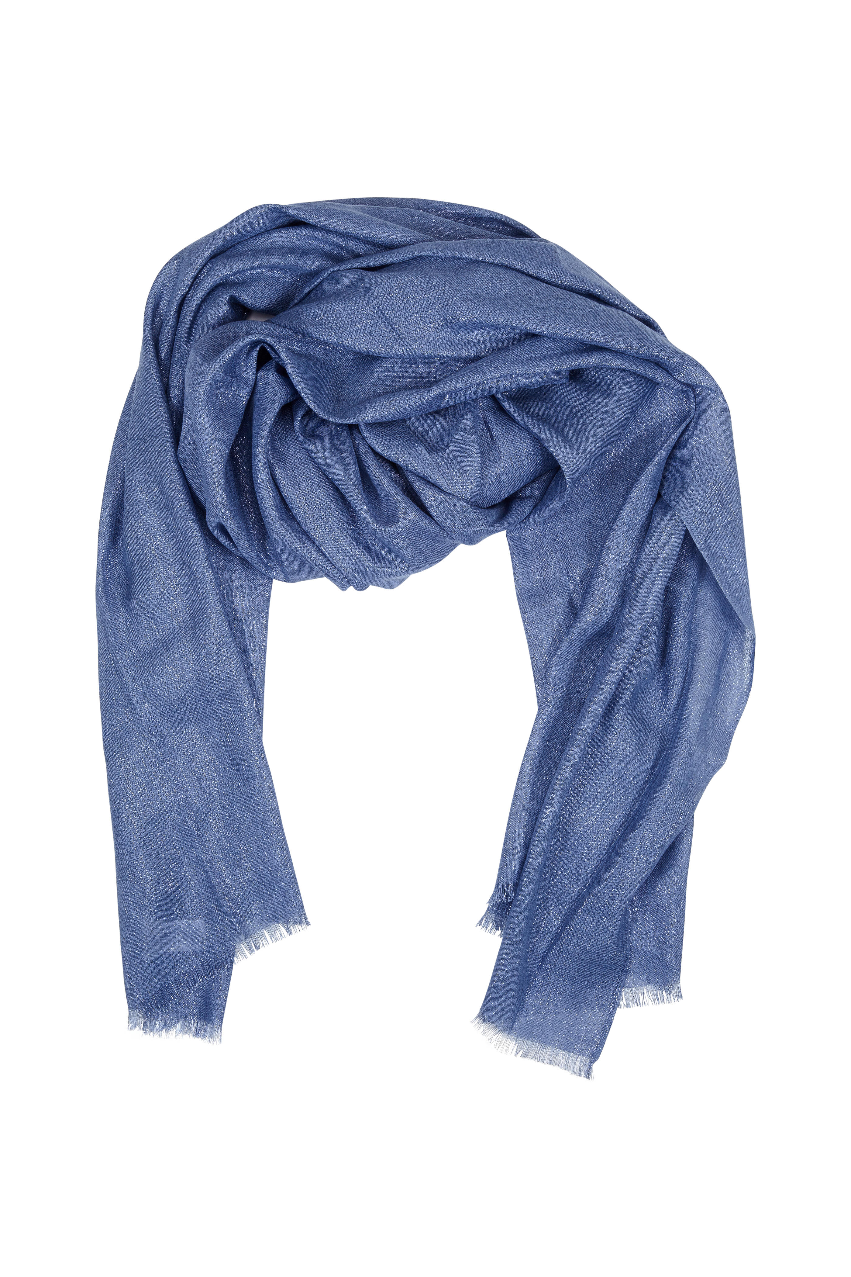 【関税＆送料込み】Brunello Cucinelli Lurex Cashmere Scarf Brunello Cucinelli - Gray Stripe Lurex Cashmere Scarf