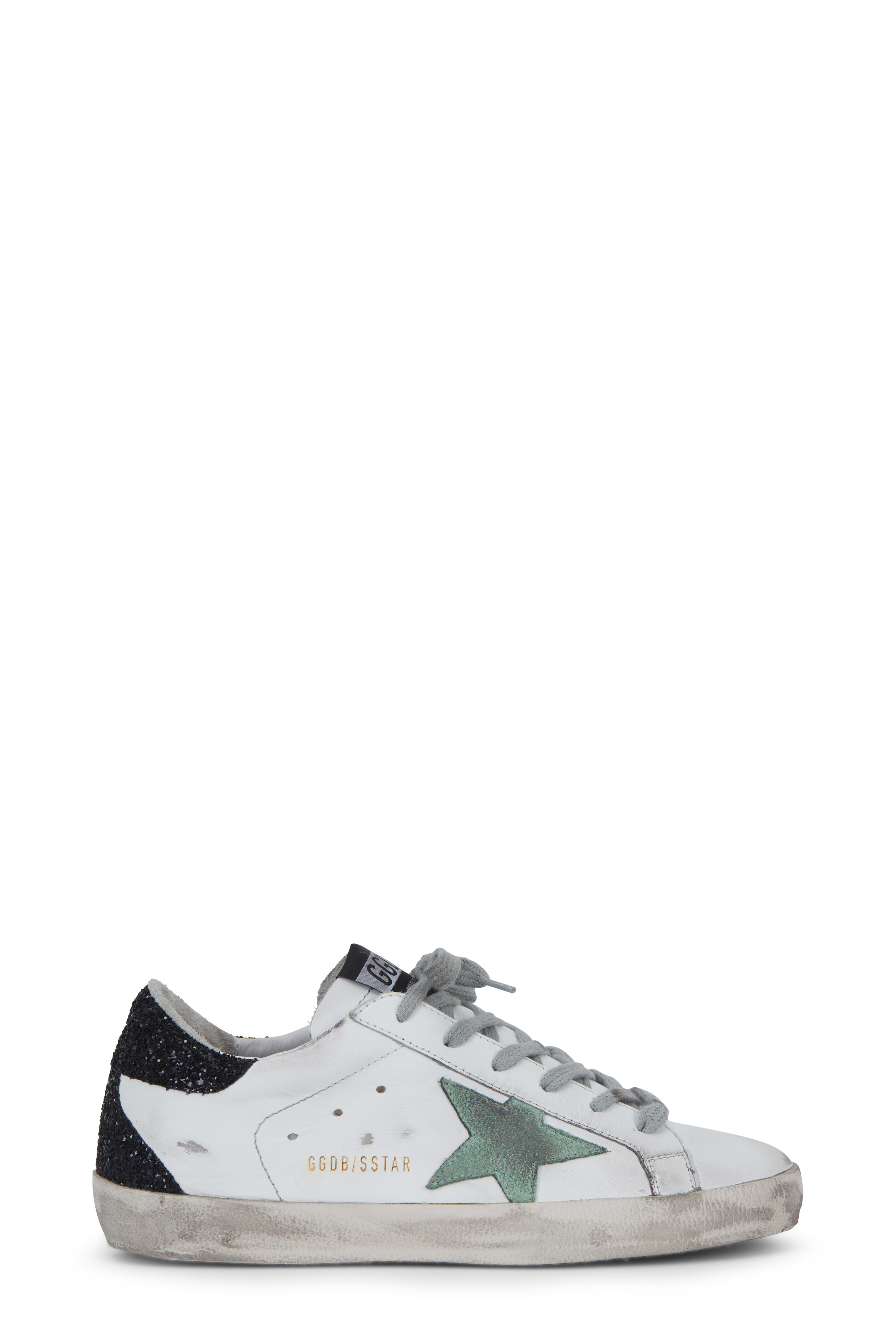 Golden Goose - Superstar White & Mint Star Glitter Sneaker