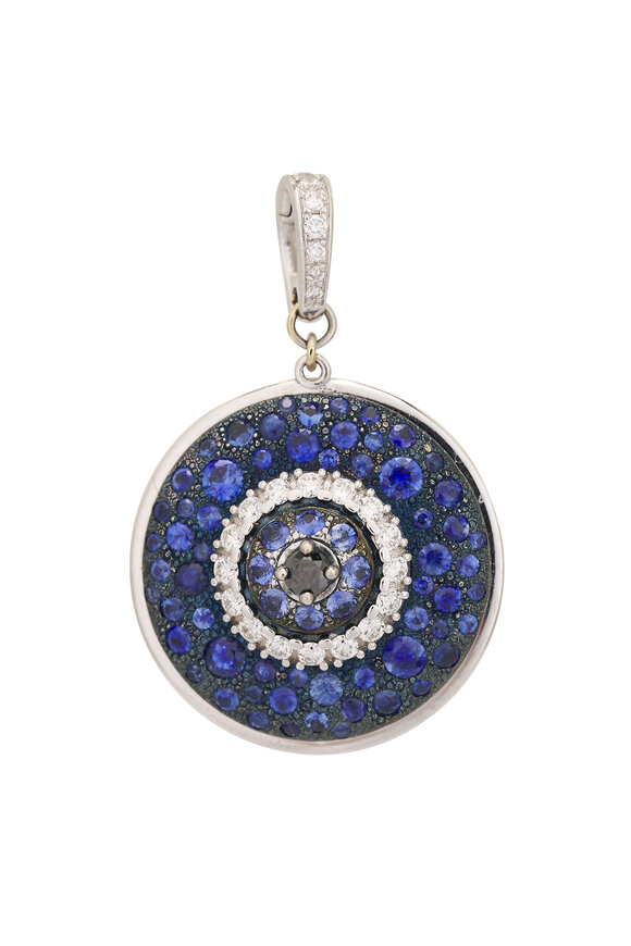 Mariani 18k White Gold Diamond & Sapphire Evil Eye Pendant