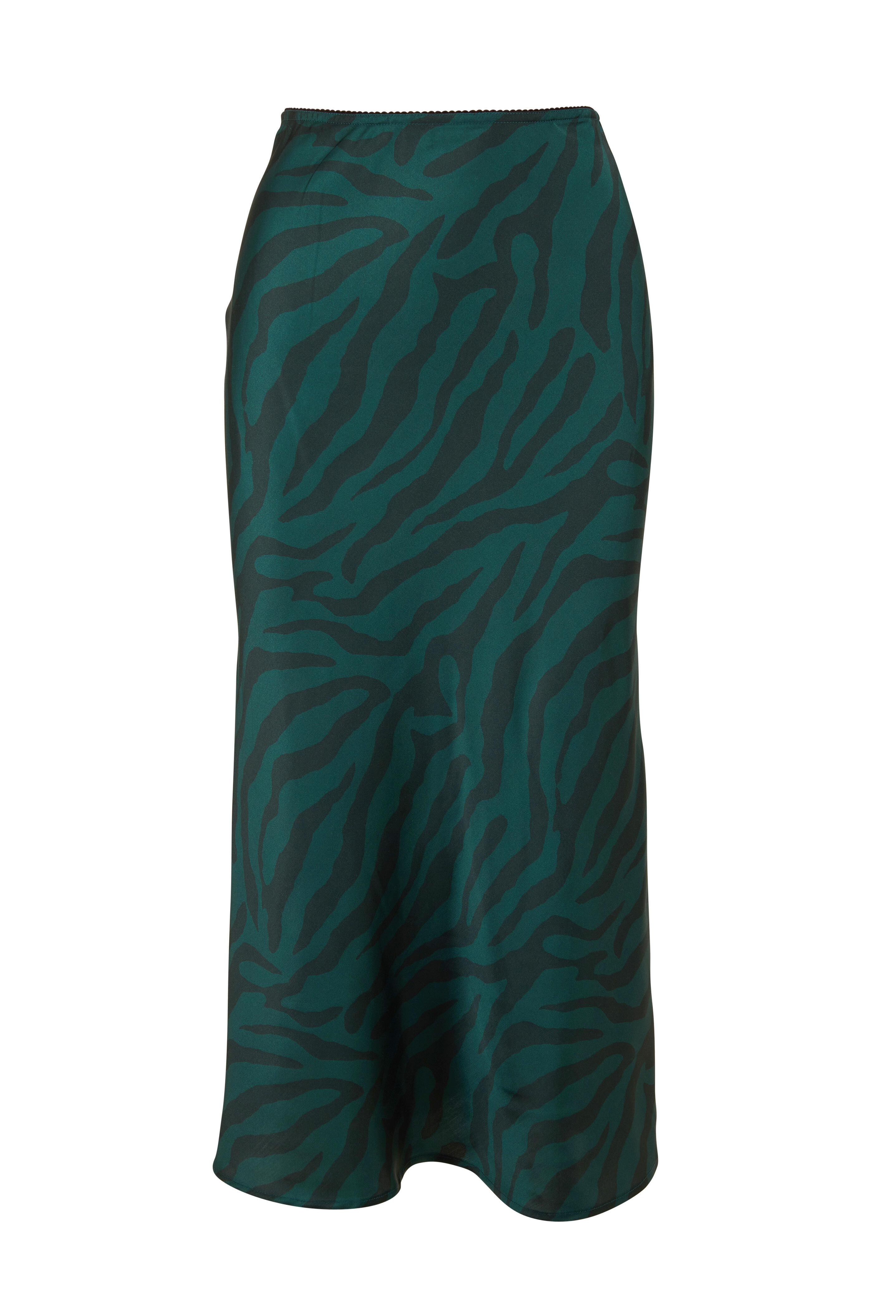 Andamane - Belle Green Zebra Print Midi Skirt | Mitchell Stores