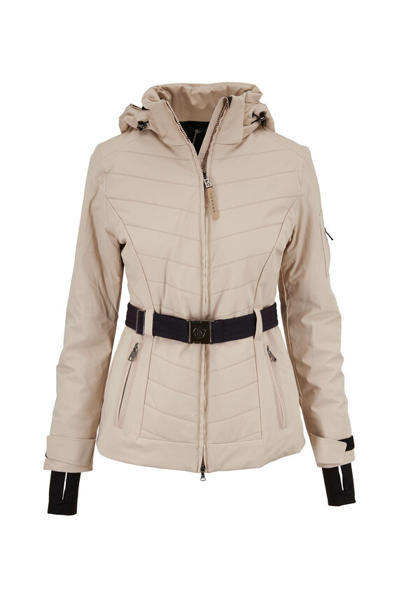 Bogner - Gitta Beige Chevron Quilted Hooded Jacket