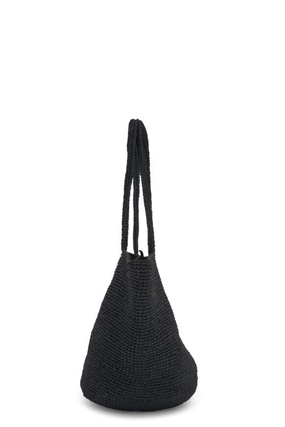 The Row - Genevieve Black Woven Raffia Tote