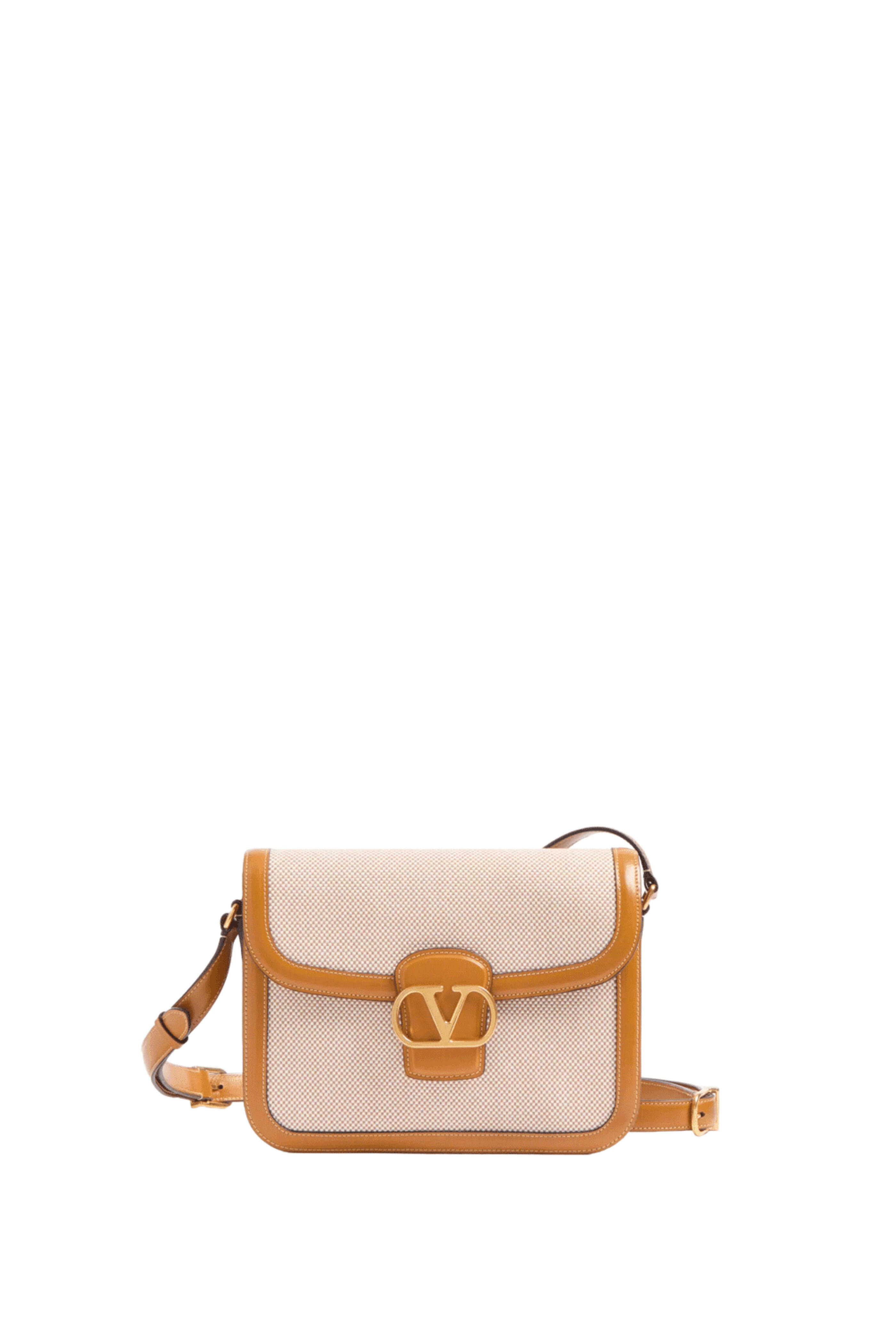 VALENTINO 9TO5 キャンバス ショルダーバッグ Valentino Garavani - 9TO5 Canvas Shoulder Bag in Beige