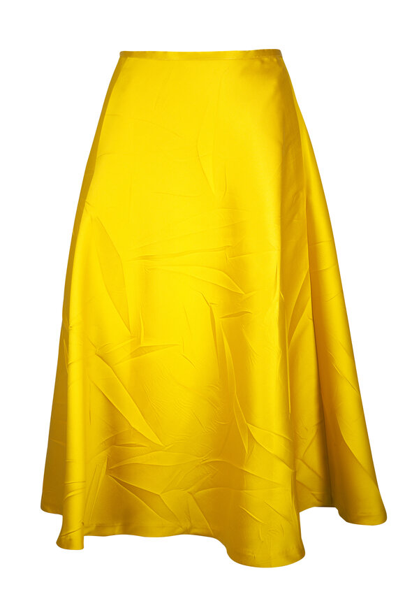 Odeeh Macro Crincle Jacquard Lemon Midi Skirt