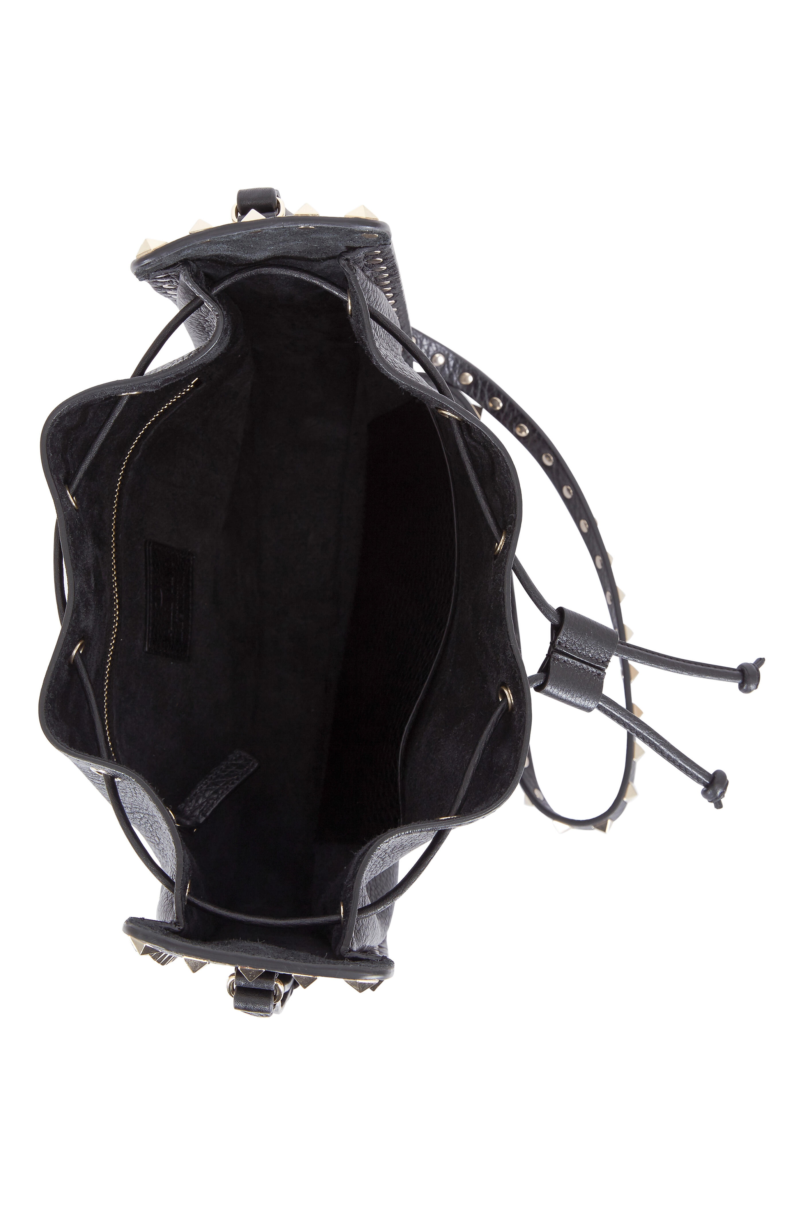 Valentino Garavani - Rockstud Black Pebbled Leather Bucket Bag