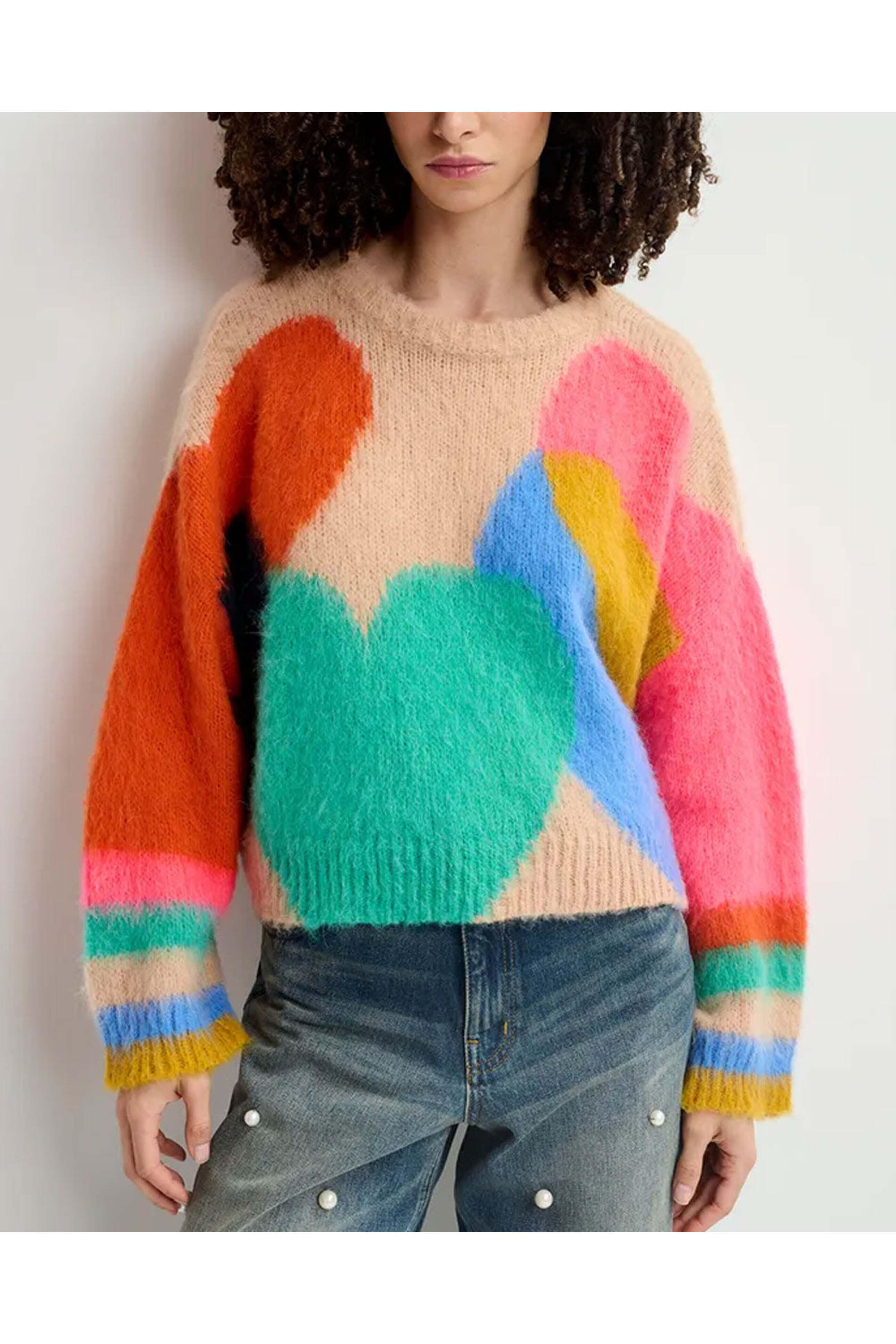 Essentiel Antwerp - Off White Multicolored Intarsia-Knitted Sweater
