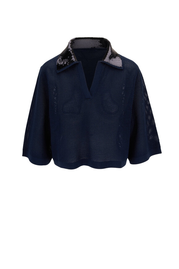 Dorothee Schumacher - Essential Ease Navy Blue Pointelle Knit Pullover
