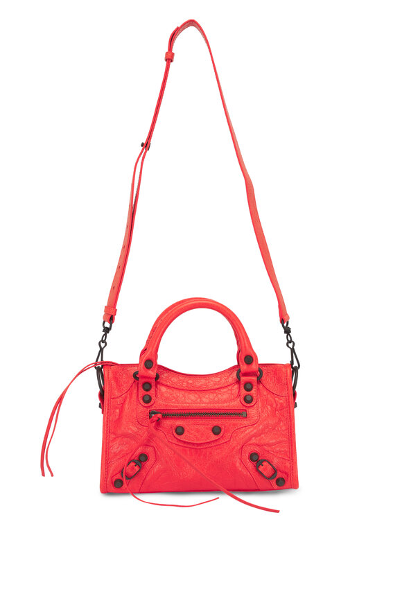 Balenciaga Mini Le City Pop Orange Leather Top Handle Bag