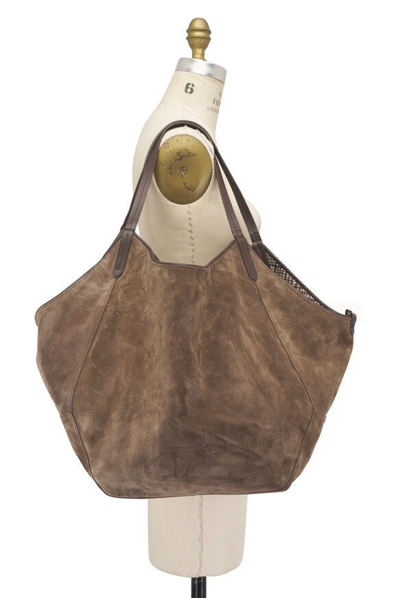 Brunello Cucinelli Duo Brown Suede Reversible Shopper Bag - view 9