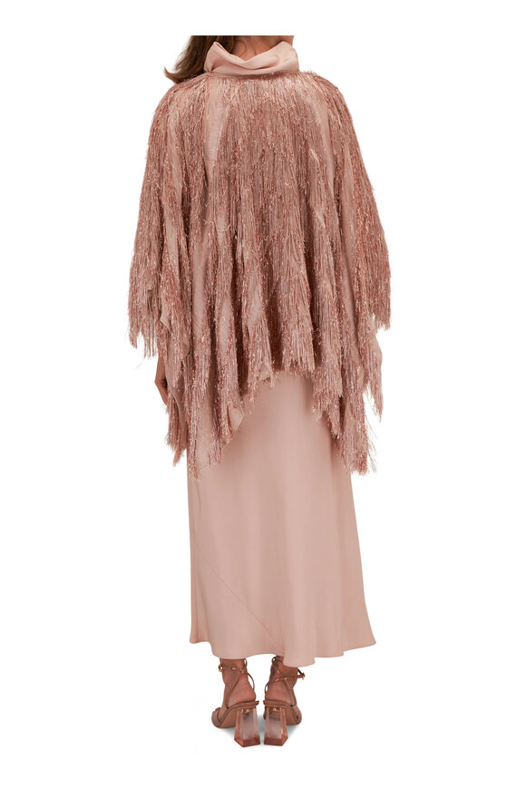 Giorgio Armani - Rosegold Lurex Silk Draped Bias Cut Midi Dress