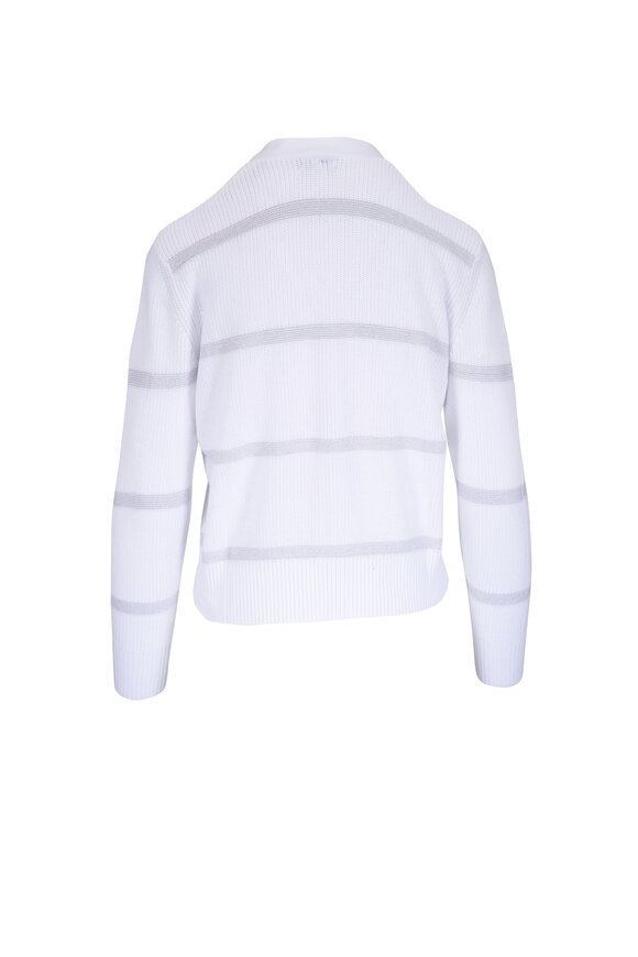 Kinross - White Lurex Stripe Cardigan