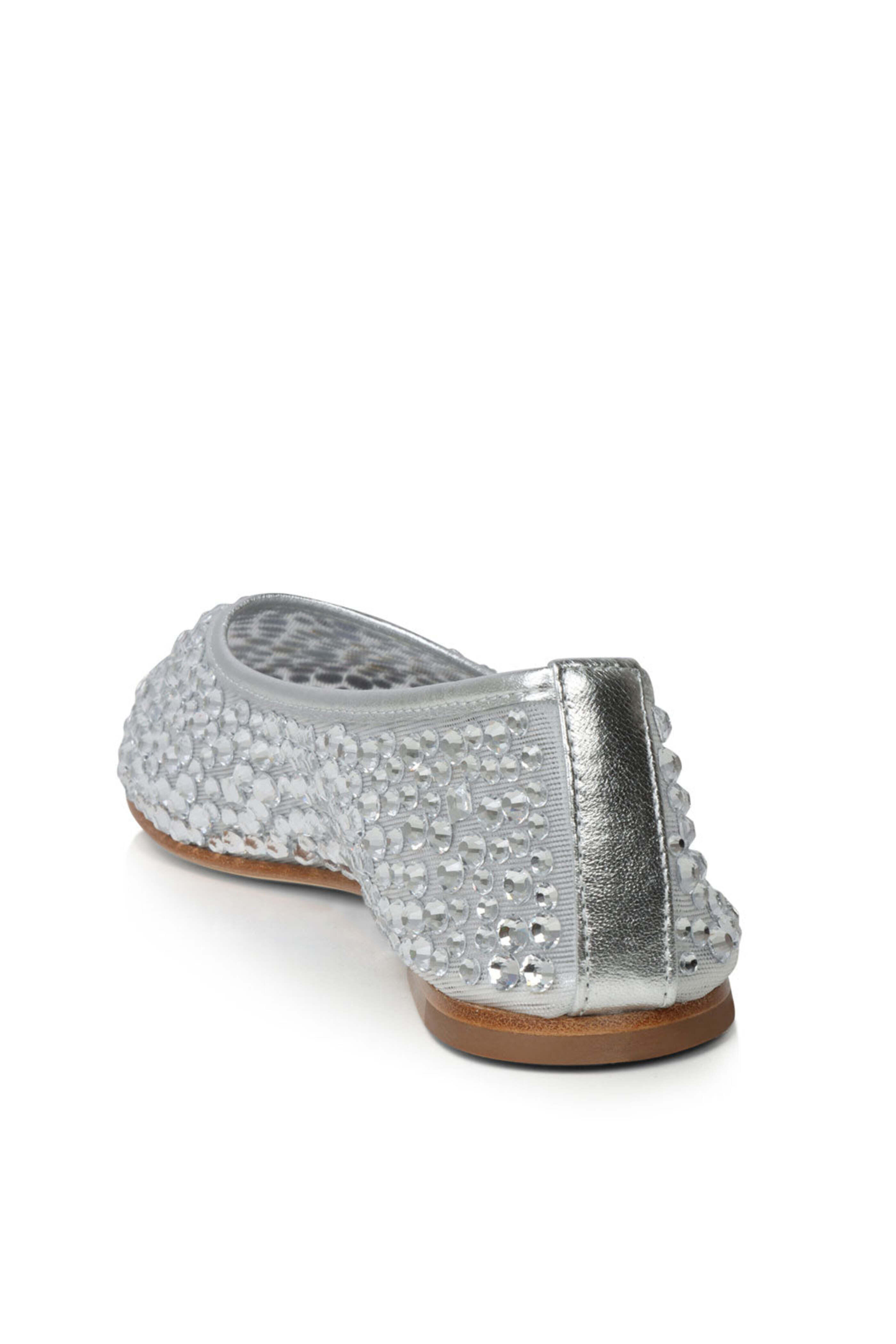 Dear Frances - Balla Large Crystal Ballet Flat in Silver