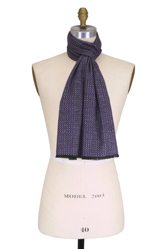 Chelsey Imports Lavender & Gray Check Silk Scarf - view 1