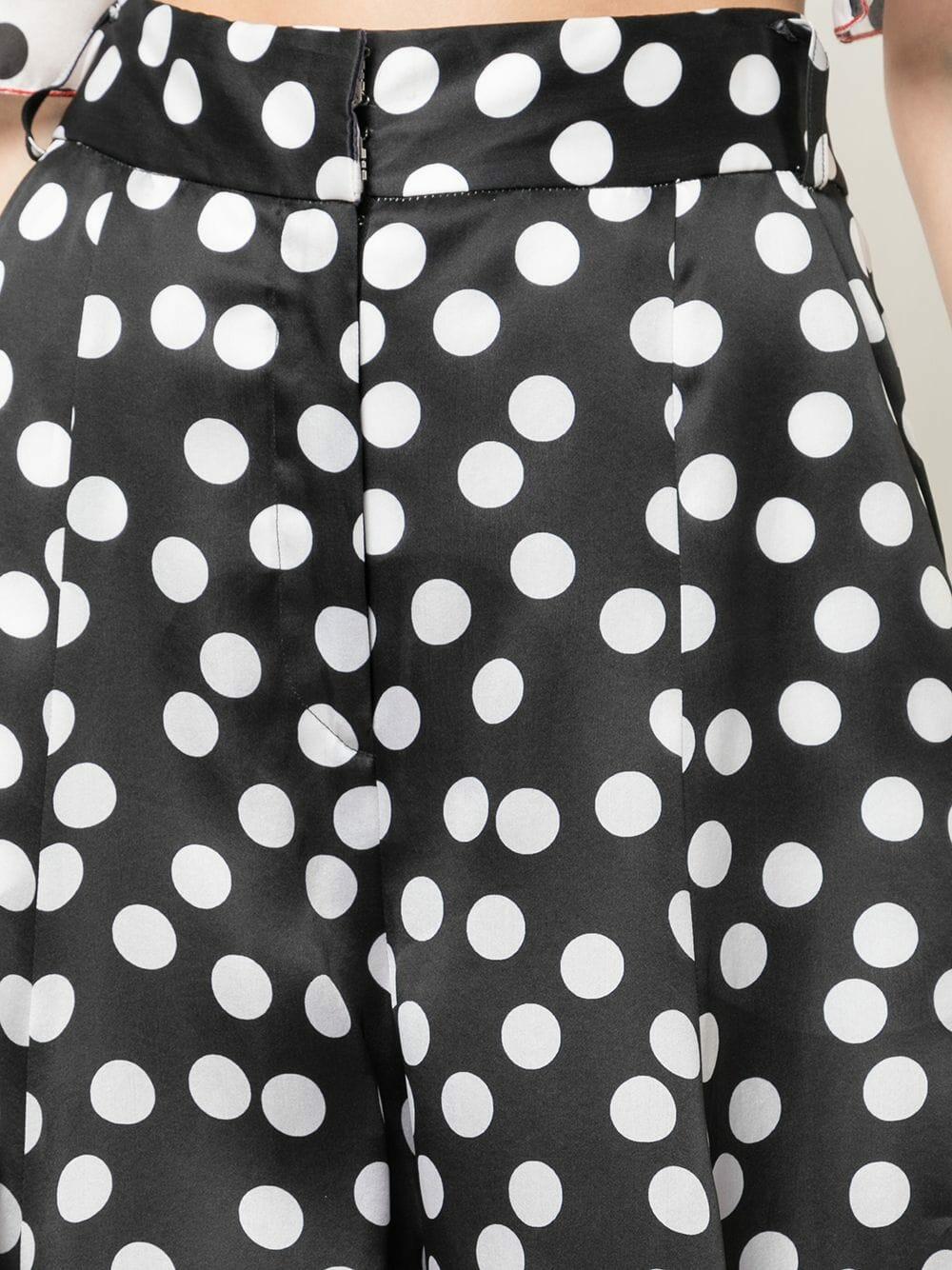 Carolina Herrera - Black & White Polka Dot Wide Leg Silk Pant