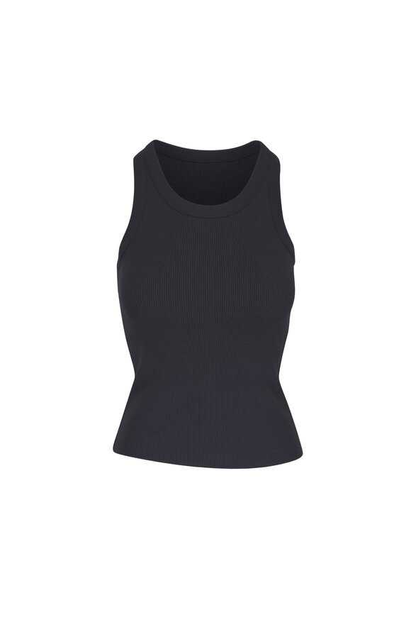 Vince Black Ribbed Scoop-Neck Tank