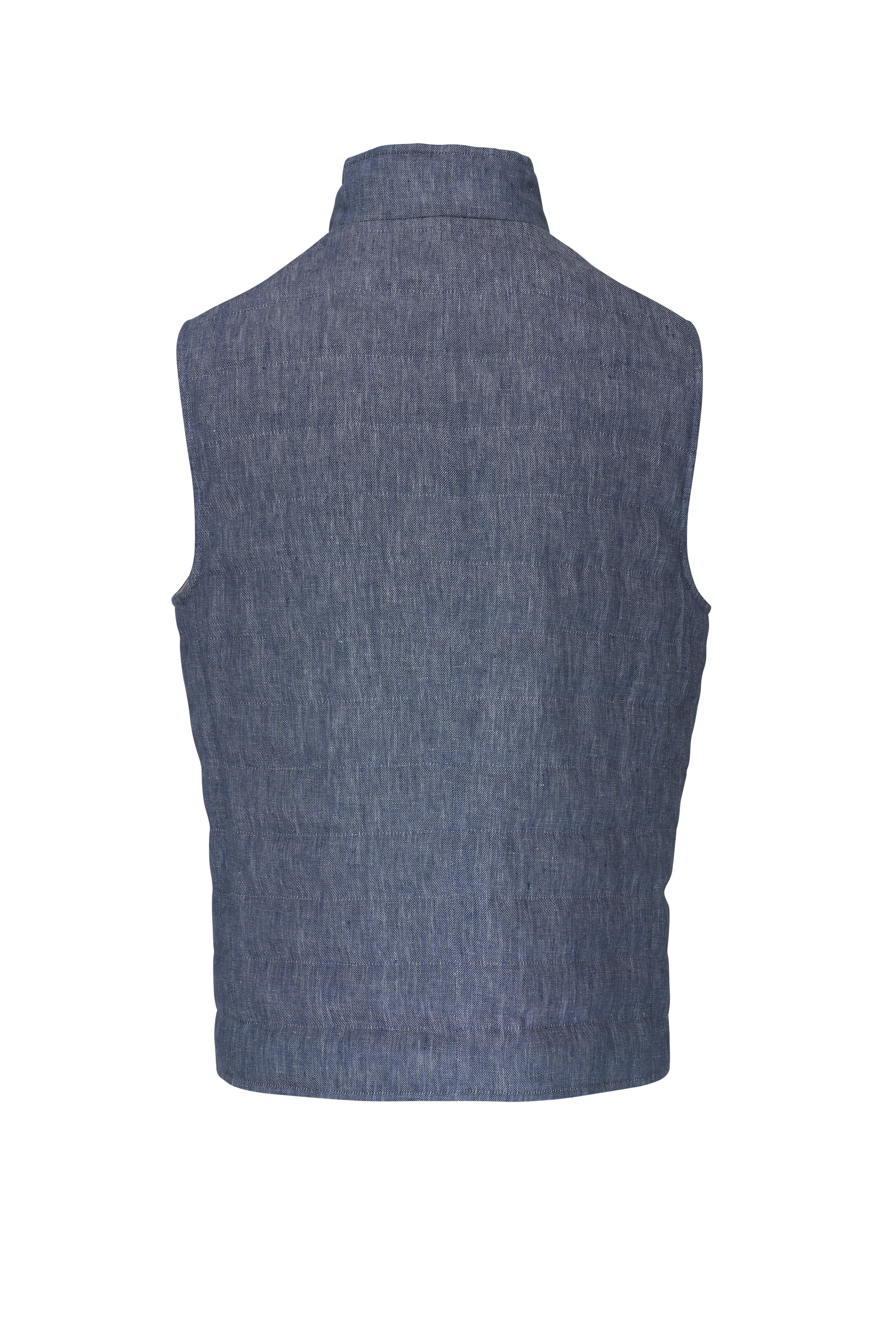 ベスト・ジレ BRUNELLO CUCINELLI Logo vest Blue MM49A7460G Brunello Cucinelli - Blue Padded Vest | Mitchell Stores