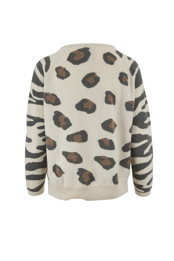 Jumper 1234 - Bone Leopard & Tiger Print Cashmere Sweater