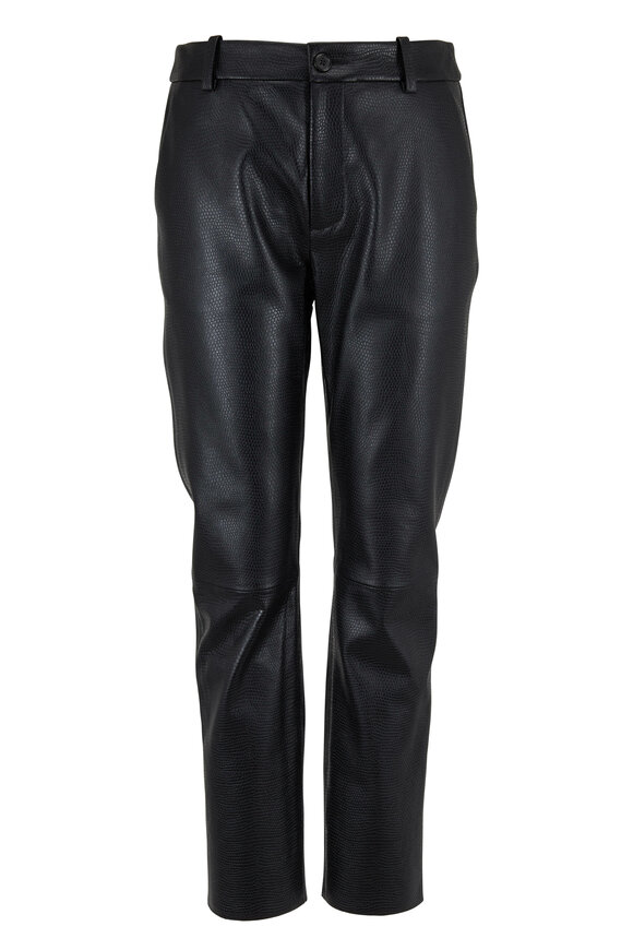 Nili Lotan - Montauk Black Stamped Leather Pant