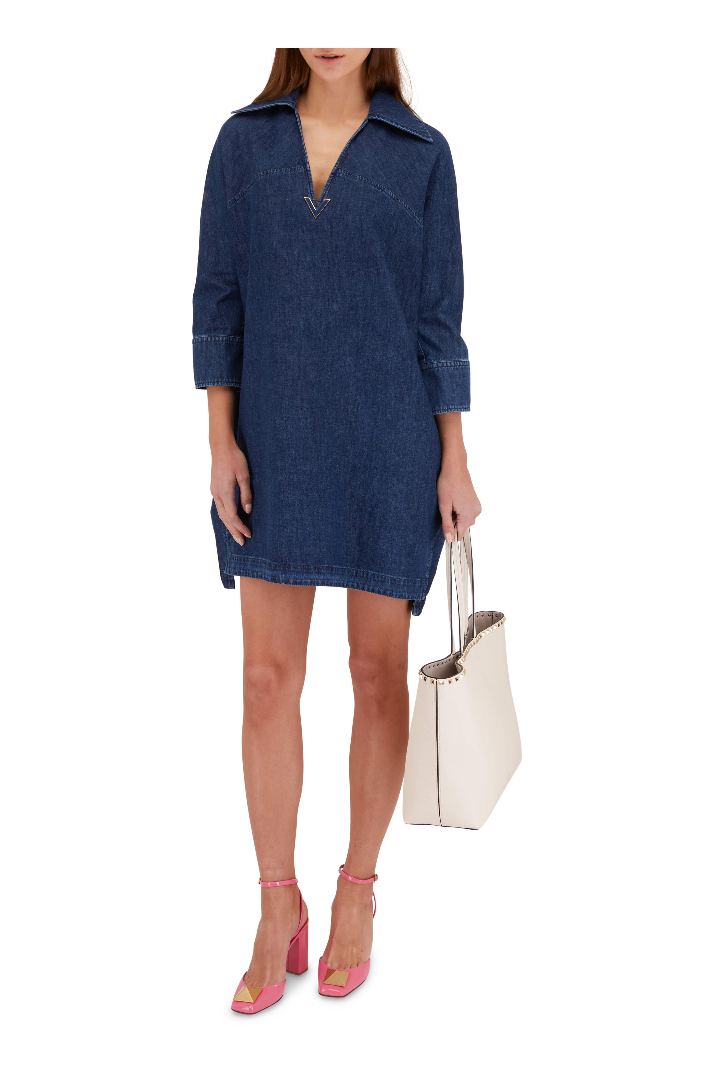 Valentino - Denim Kaftan Mini Dress | Mitchell Stores