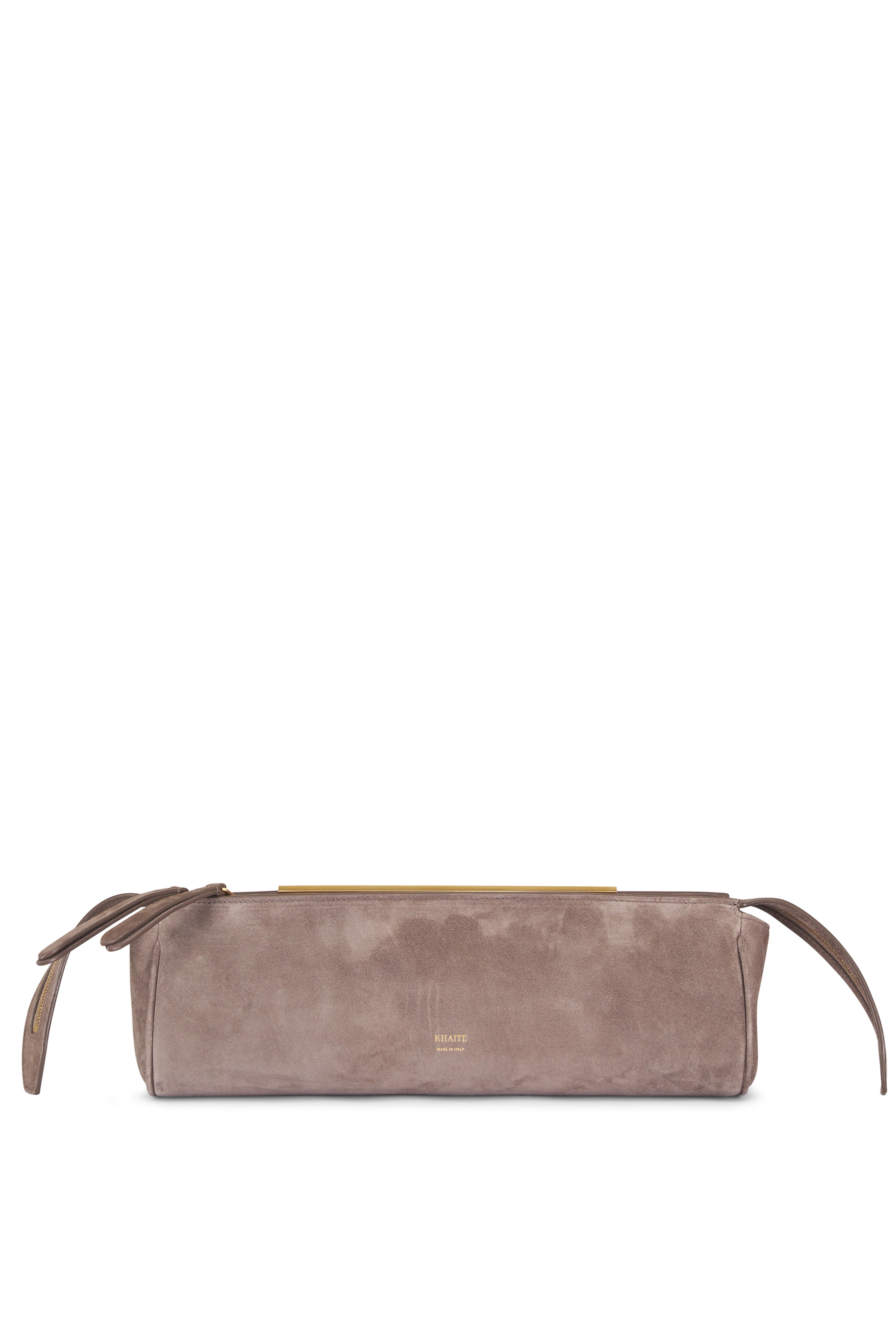 Khaite - Donna Morning Dove Suede Evening Clutch - view 1