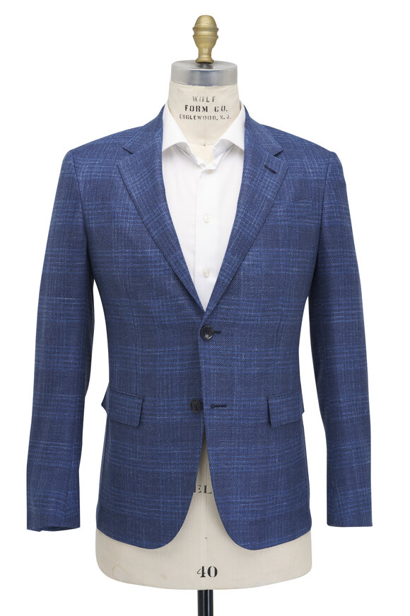 Zegna - Blue Crossover Plaid Sportcoat 