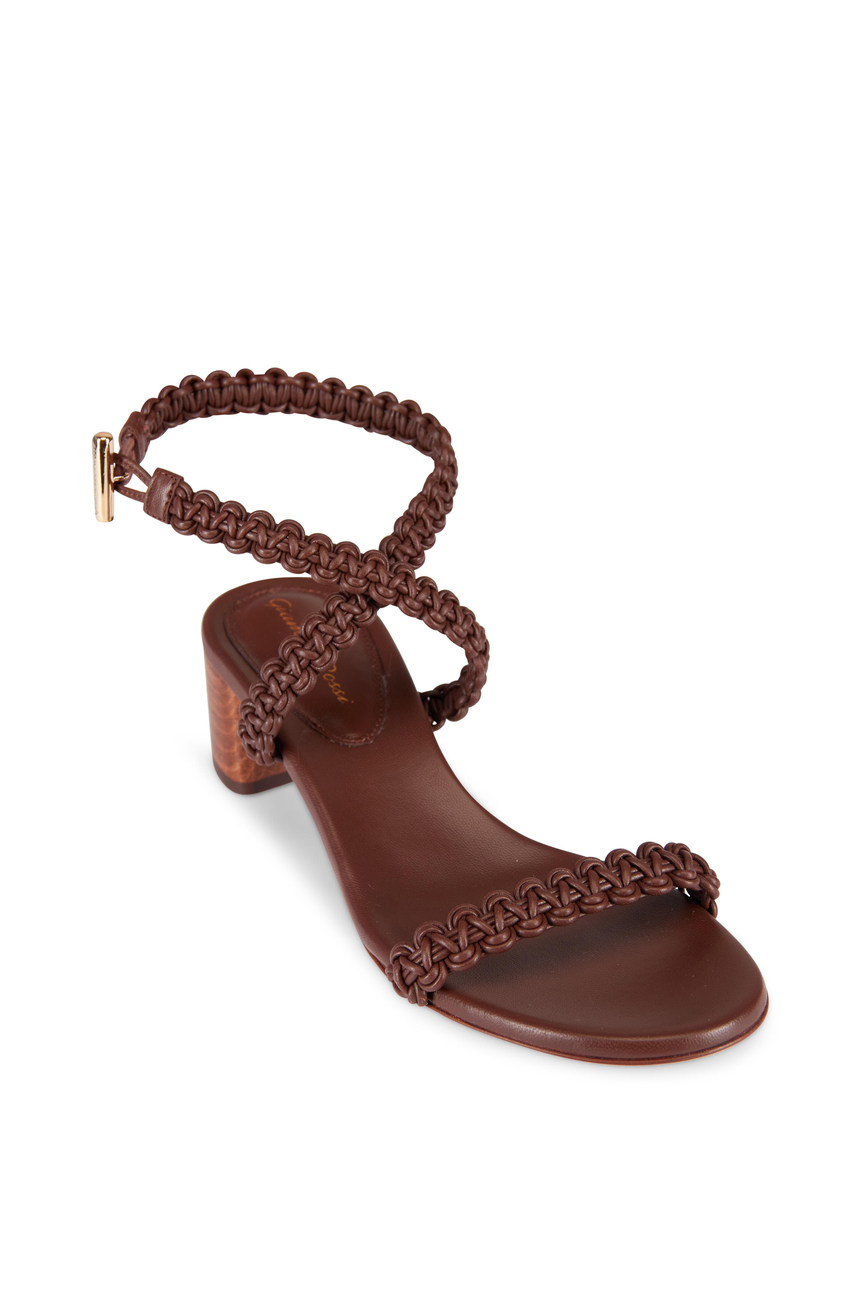 Gianvito Rossi - Ubud Brown Leather Sandal, 45mm - view 1