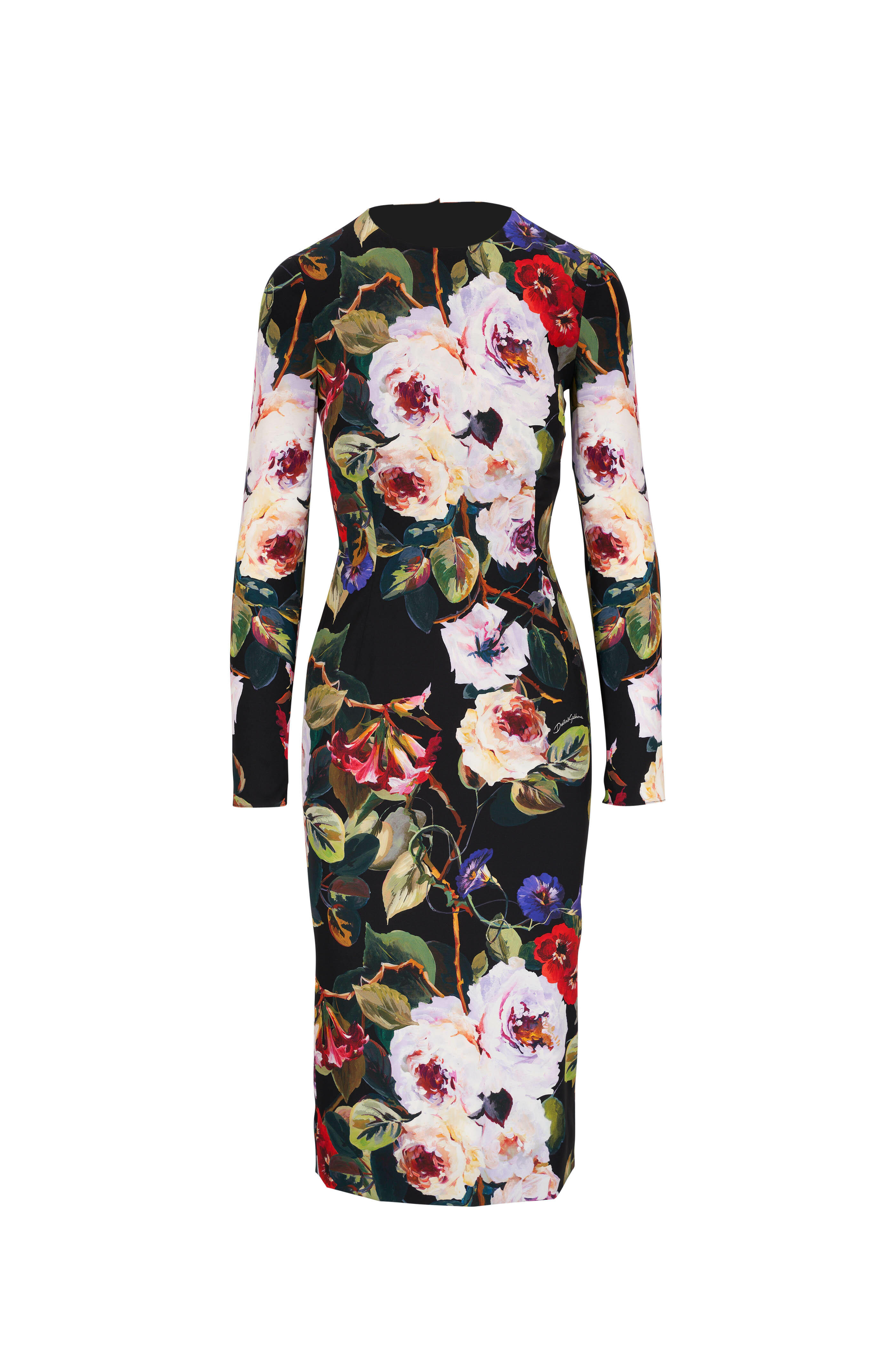 Dolce & Gabbana - Tubino Black Flower Printed Dress