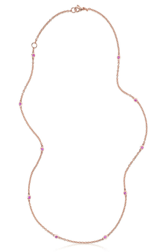 Nam Cho 18k Rose Gold Pink Sapphire Station Necklace